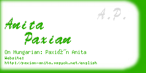 anita paxian business card